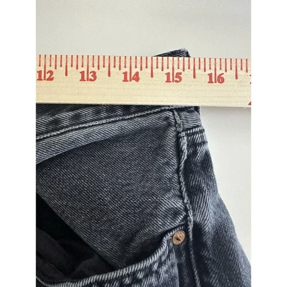 Denim Forum The Farrah High‎ Rise Wide Leg Jean Sz 31 Organic Cotton Black Denim - Picture 6 of 14